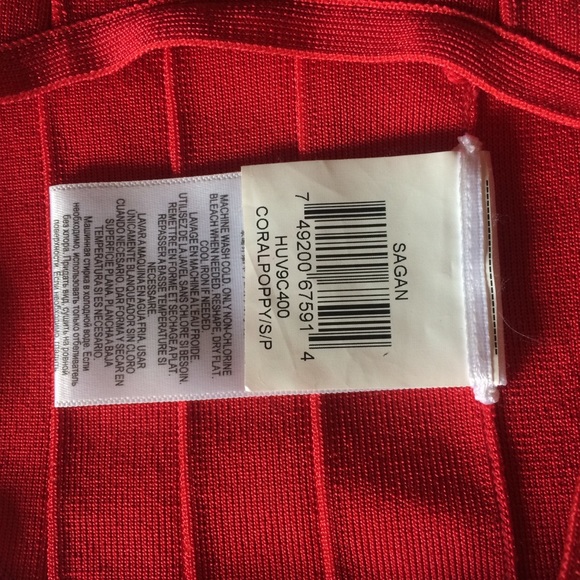 HERVE LEGER SAGAN ONE PIECE IN CORAL/POPPY - Picture 5 of 7